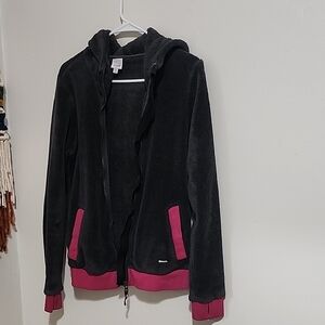 Bench Dark Grey and Pink Teddy Jacket